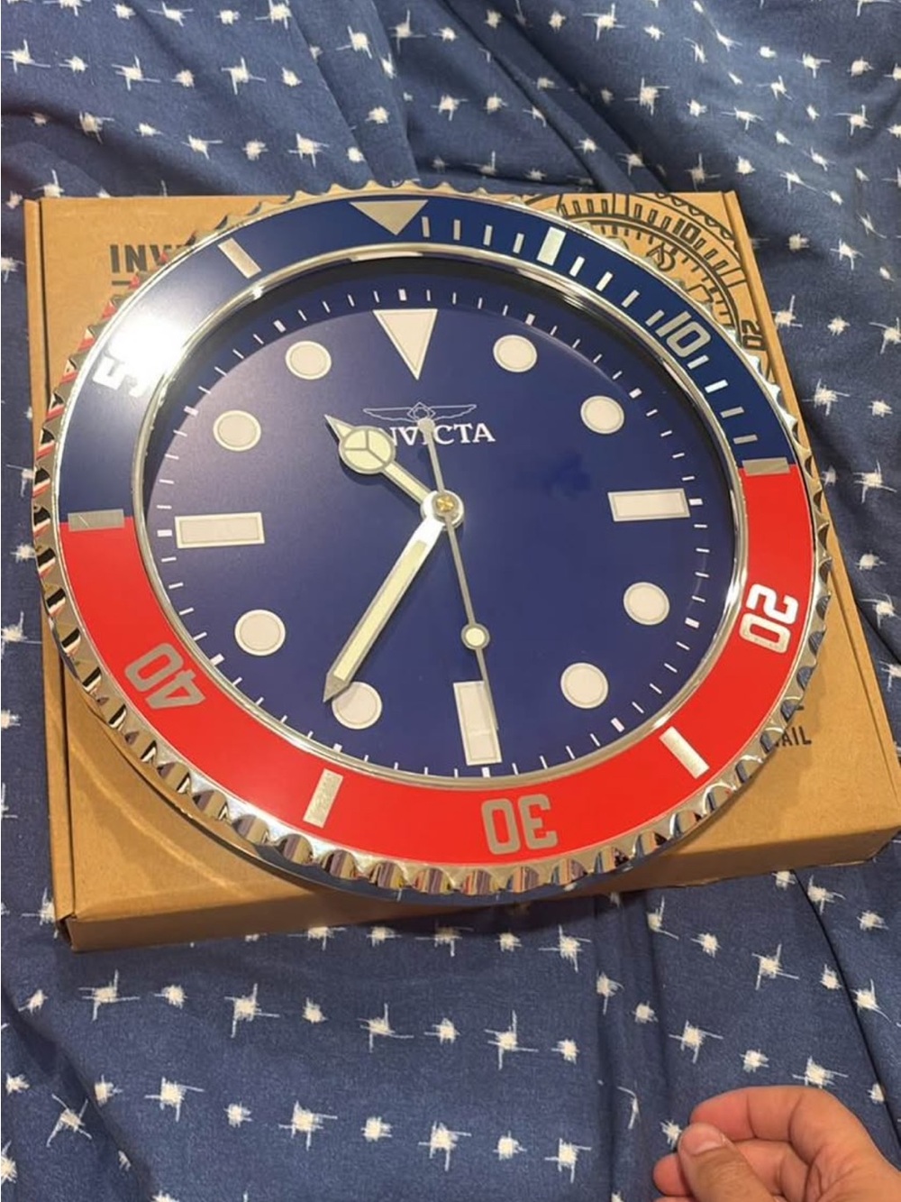 Invicta Red and Blue Oversized Wall Clock